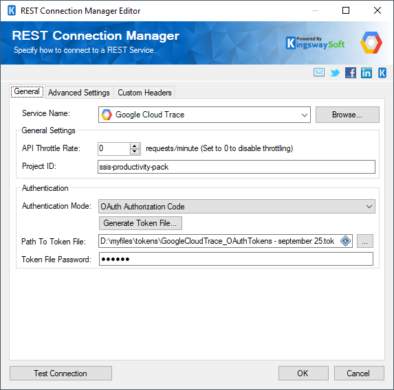 SSIS REST Google Cloud Trace Connection Manager